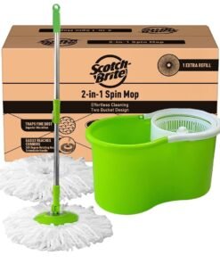 Scotch-Brite 2-in-1 Bucket Spin Mop (Green, 2 Refills), 4 Pcs